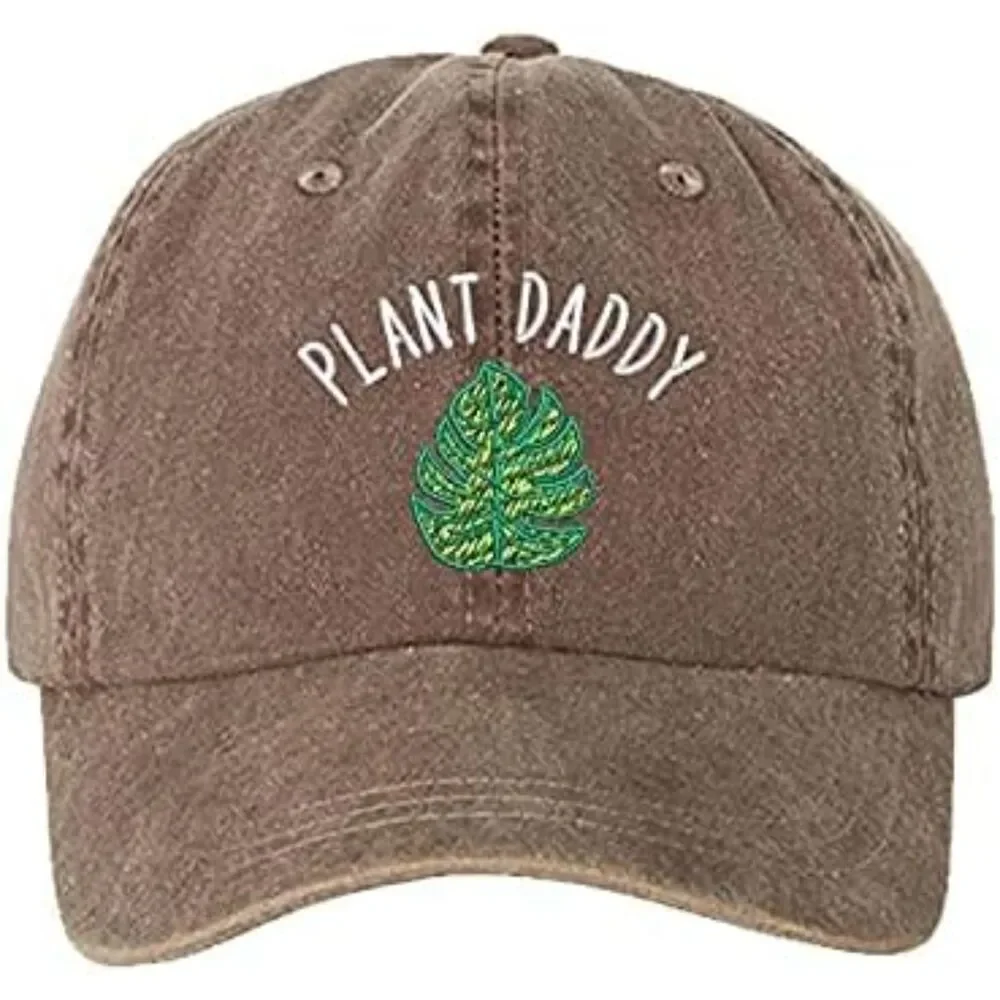 Unisex Chocolate 100%Cotton Plant Daddy Embroidered Adjustable Size Baseball Cap